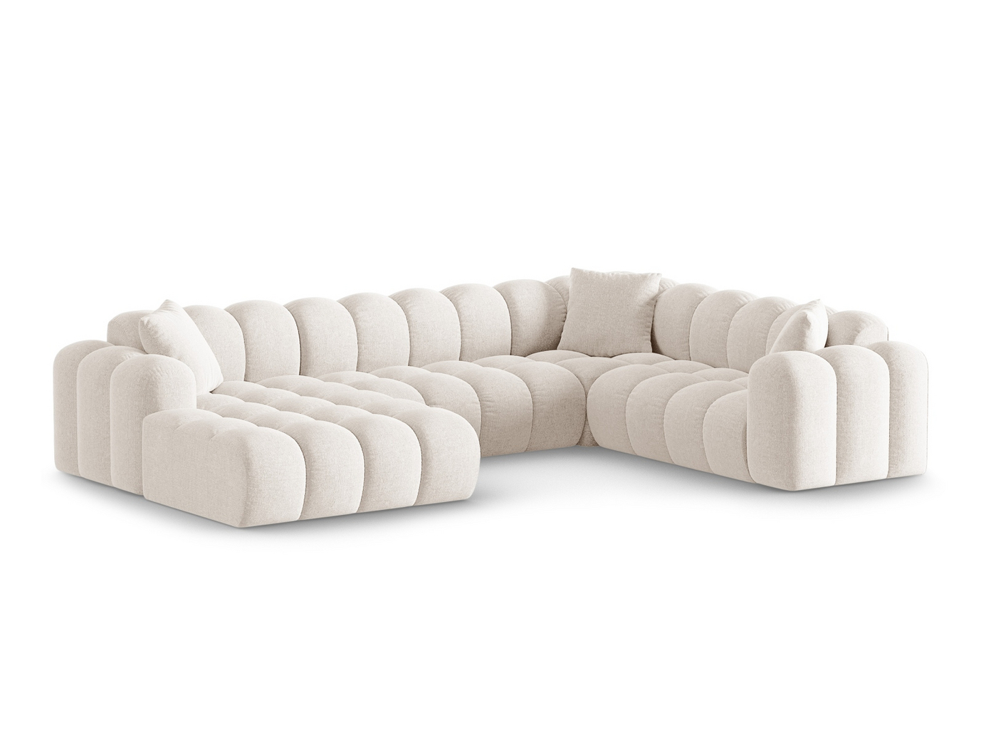 Cosmopolitan Design højrevendt panoramahjørnesofa, "Treno", 4-personers, 330 × 240 × 70 cm, Eden 10, sorte plastben