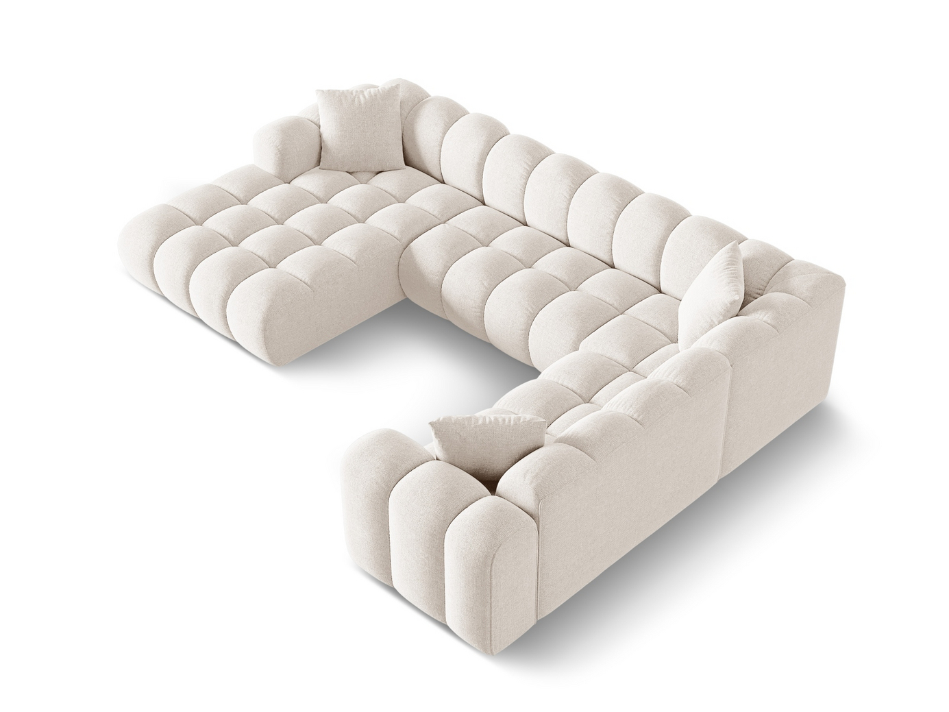 Cosmopolitan Design højrevendt panoramahjørnesofa, "Treno", 4-personers, 330 × 240 × 70 cm, Eden 10, sorte plastben