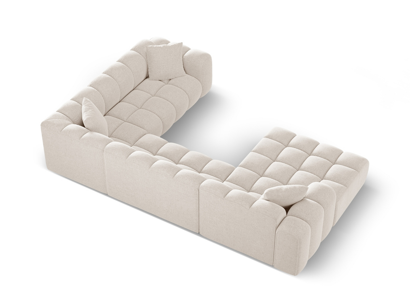 Cosmopolitan Design højrevendt panoramahjørnesofa, "Treno", 4-personers, 330 × 240 × 70 cm, Eden 10, sorte plastben