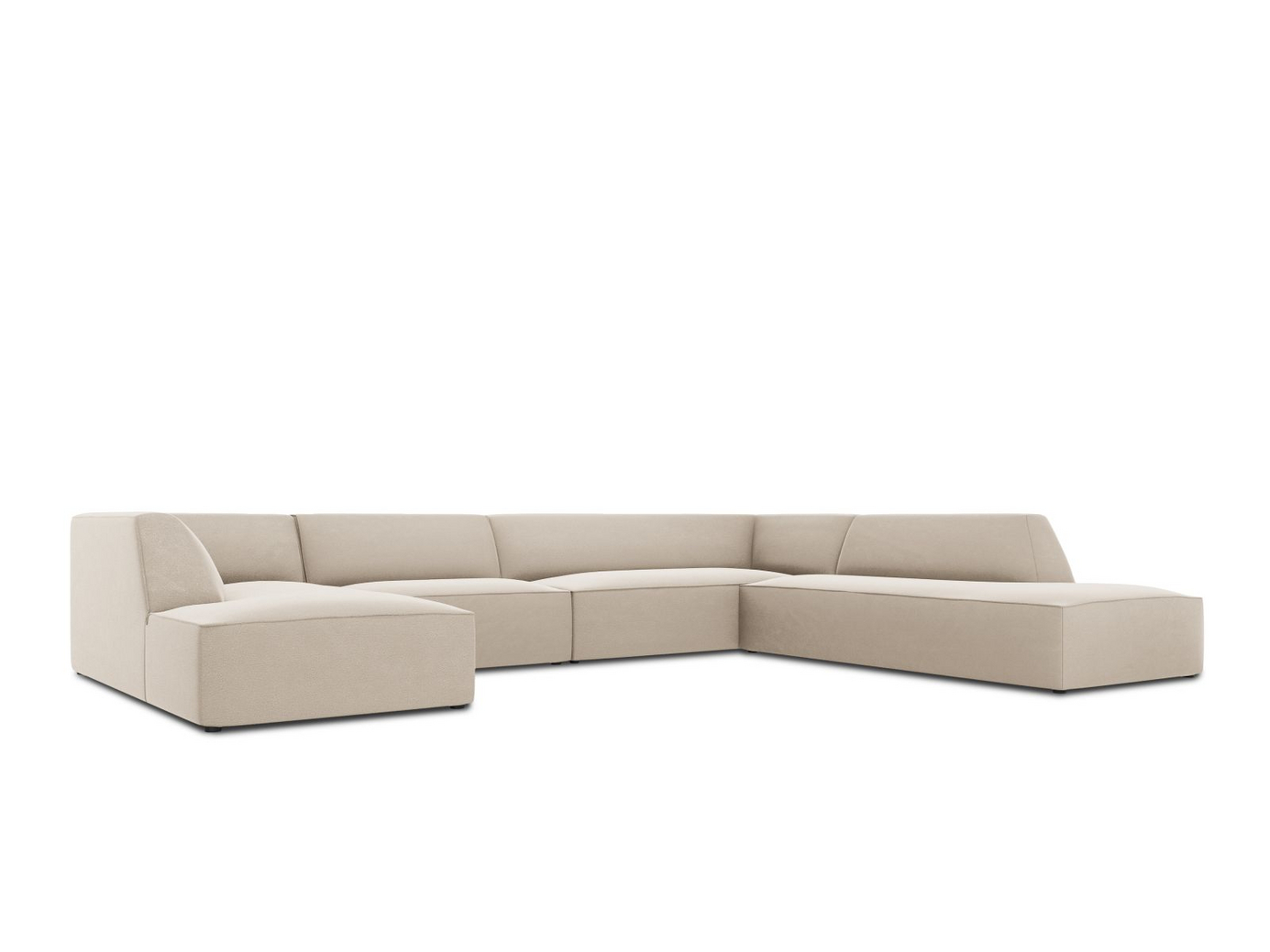 Cosmopolitan Design højrevendt velourpanoramahjørnesofa, "Siena", 7-personers, 366 × 273 × 69 cm, Salvador, sorte plastben, Variant UR_44