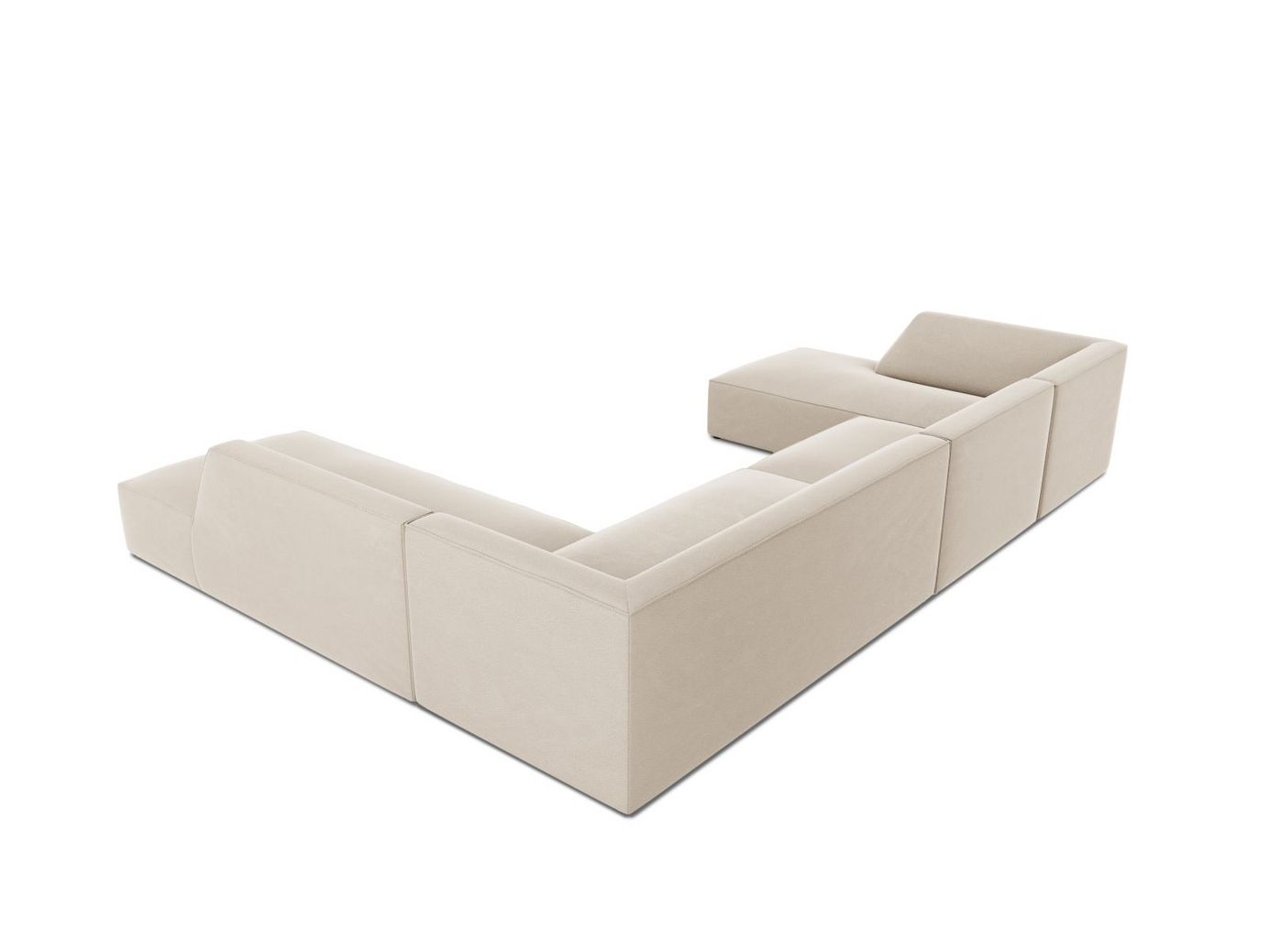 Cosmopolitan Design højrevendt velourpanoramahjørnesofa, "Siena", 7-personers, 366 × 273 × 69 cm, Salvador, sorte plastben, Variant UR_44