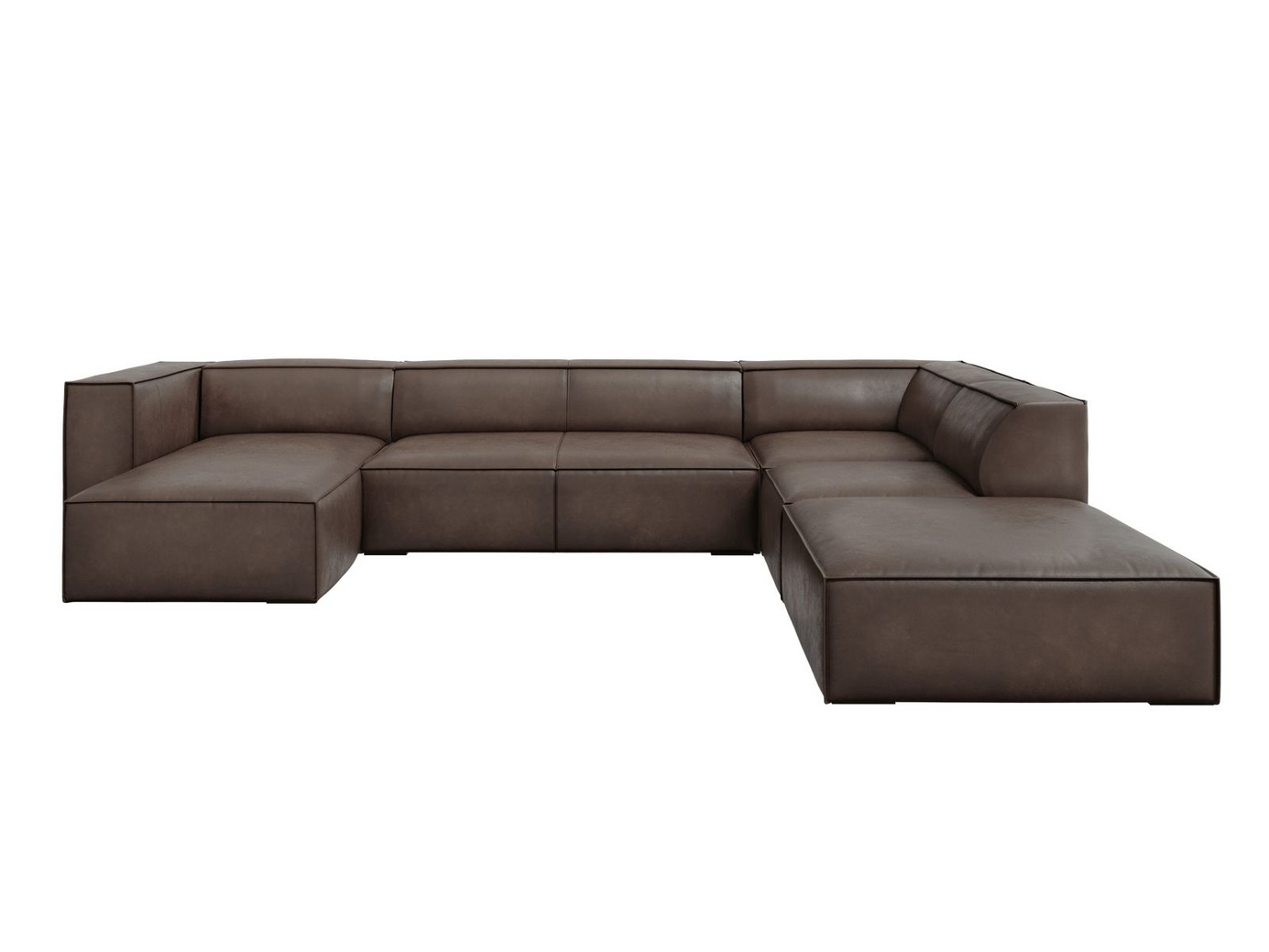 Cosmopolitan Design højrevendt ægte læder panoramahjørnesofa, 