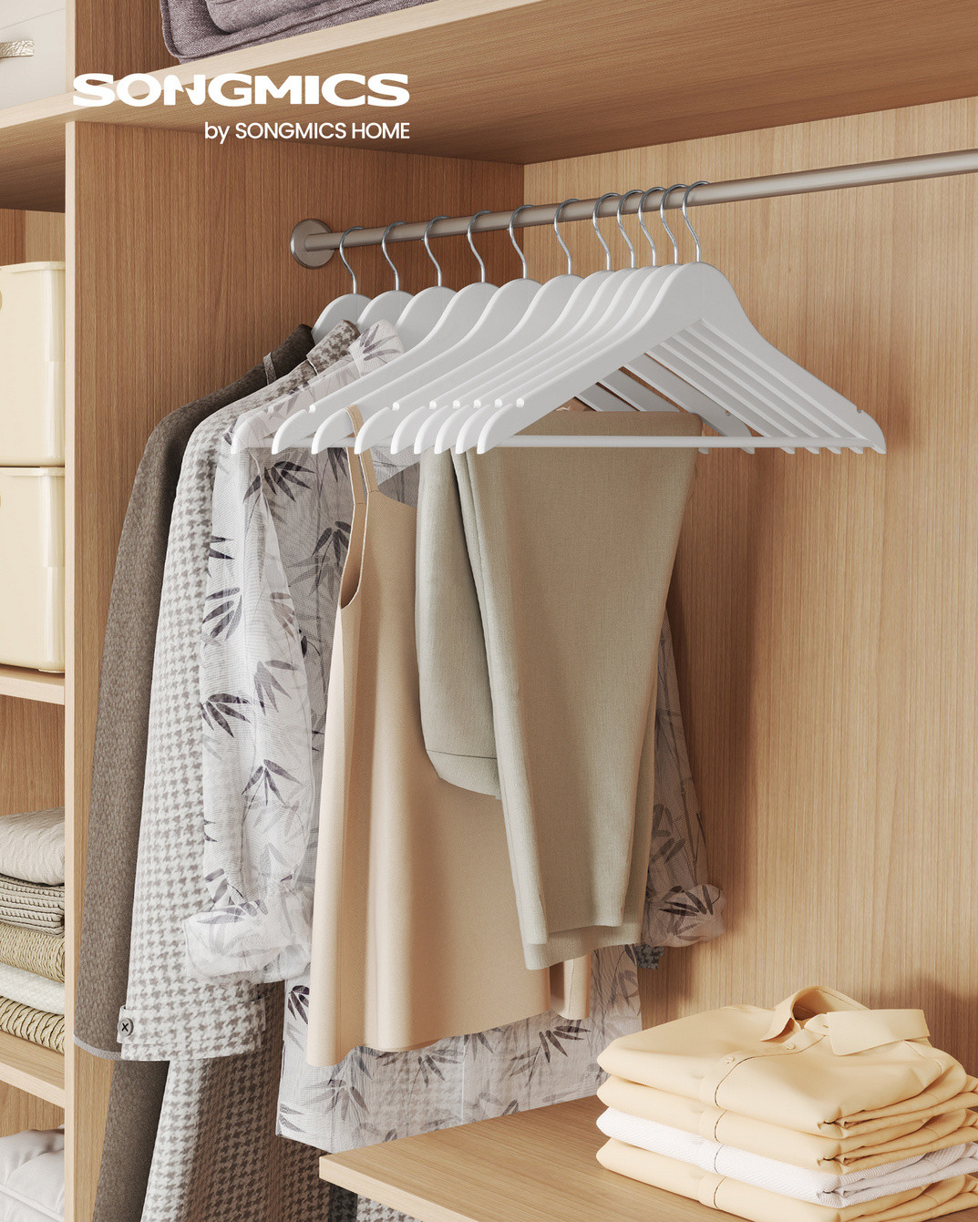 SONGMICS træbøjler, 30-pak, CRW030