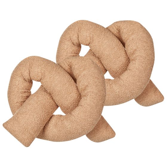 Sæt af 2 pyntepuder GLADIOLUS 172 x 14 cm Boucle Lysebrun Ensfarvet