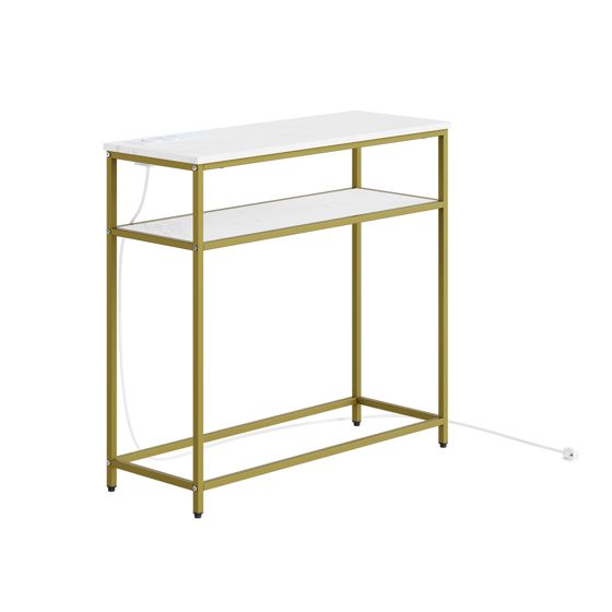 Konsolbord med indbygget stik og opladning, guld, 80.0x30.0x75.0 cm, FSB106-E-G