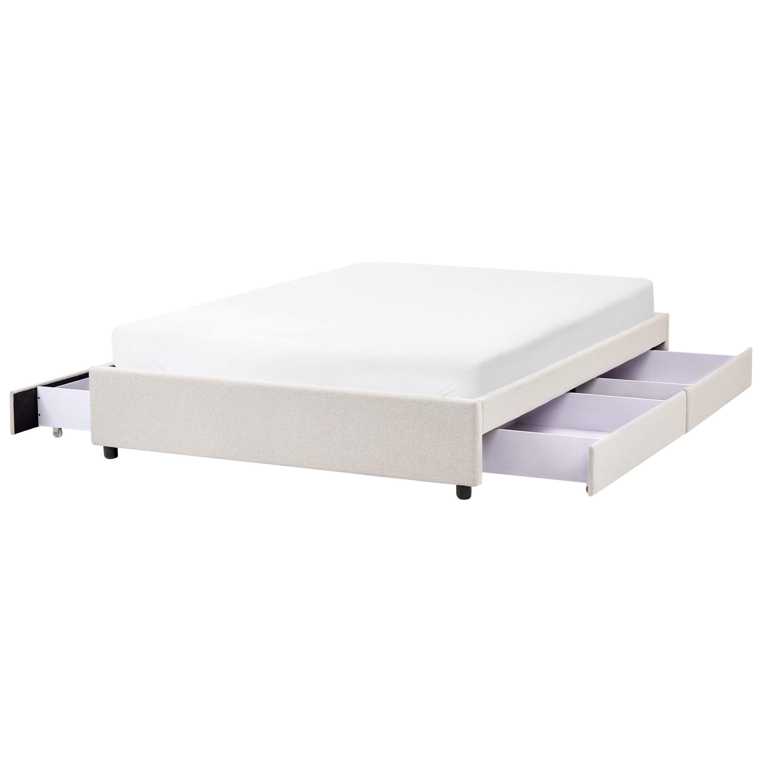 Seng med opbevaringsskuffer uden sengegavl PRADES Lys Beige 140 x 200 cm