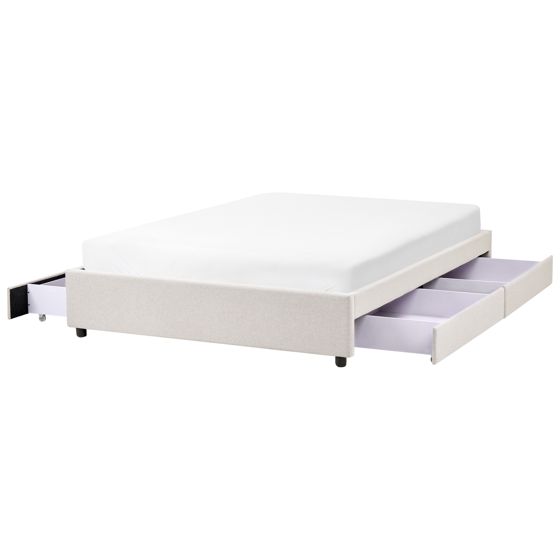 Seng med opbevaringsskuffer uden sengegavl PRADES Lys Beige 140 x 200 cm