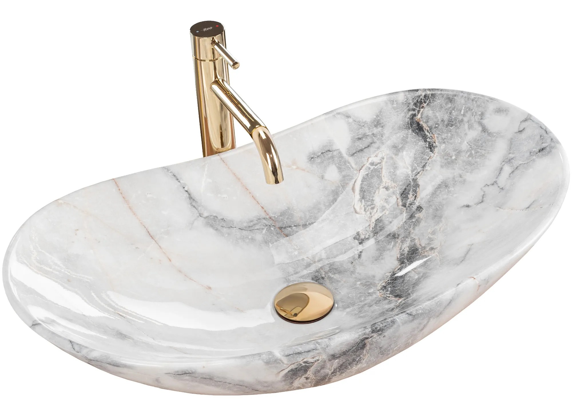 REA bordmonteret håndvask ROYAL GRANIT SHINY Hvid, 62x36x16cm