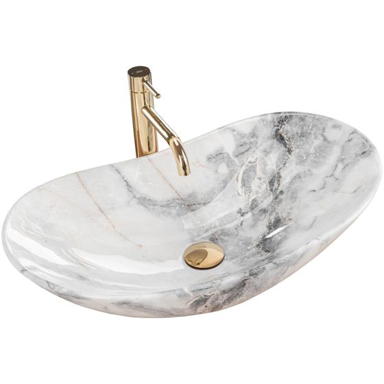 REA bordmonteret håndvask ROYAL GRANIT SHINY Hvid, 62x36x16cm