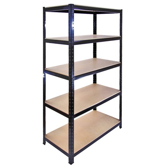 Monster Racking T-Rax metalhylder til opbevaring og garage, sorte, 90 cm brede, 45 cm dybe, sæt med 5 stk.