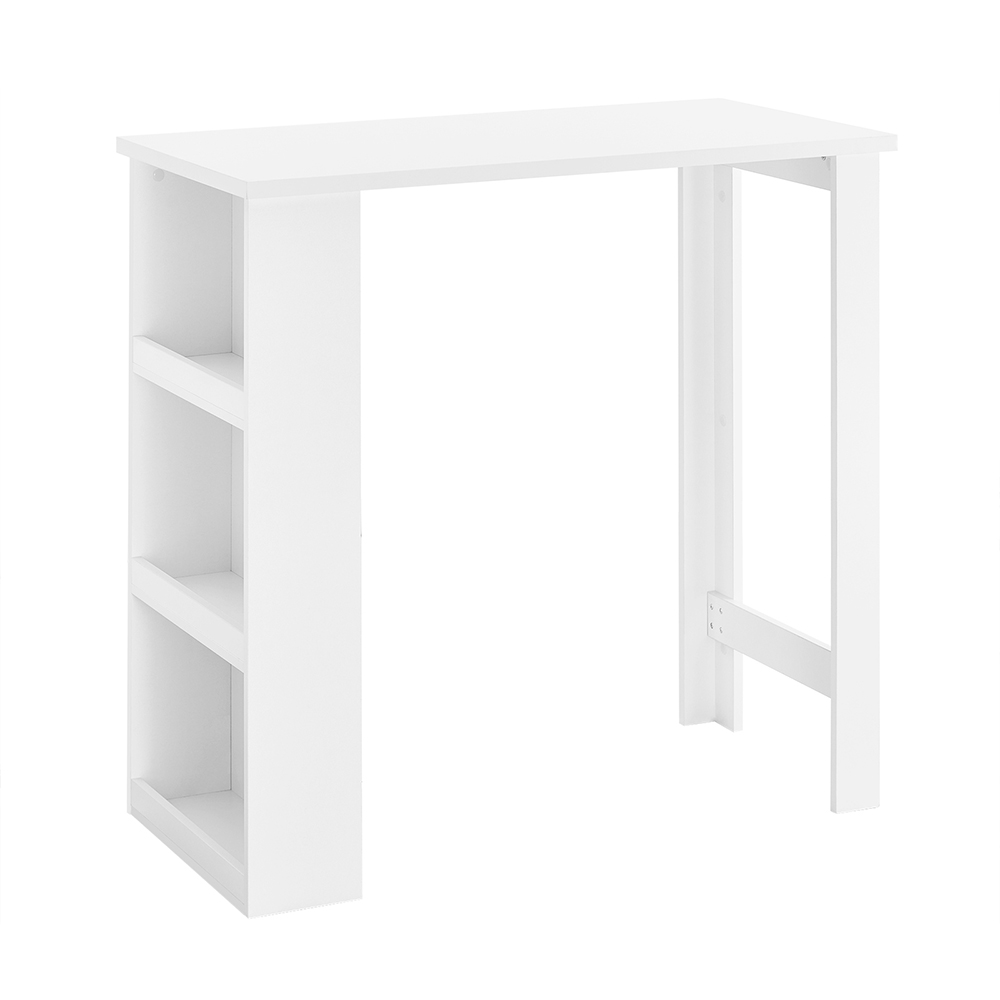SoBuy FWT17-II-W Højt køkkenbord, moderne barbord med opbevaringshylder, pladsbesparende design til lille køkken, stue, hjørnebar eller arbejdsværelse Hvid 112 x 57 x 106 cm