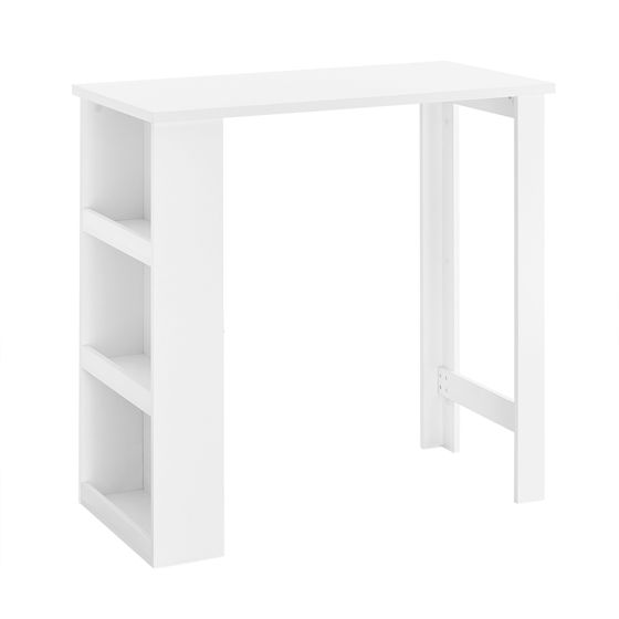 SoBuy FWT17-II-W Højt køkkenbord, moderne barbord med opbevaringshylder, pladsbesparende design til lille køkken, stue, hjørnebar eller arbejdsværelse Hvid 112 x 57 x 106 cm