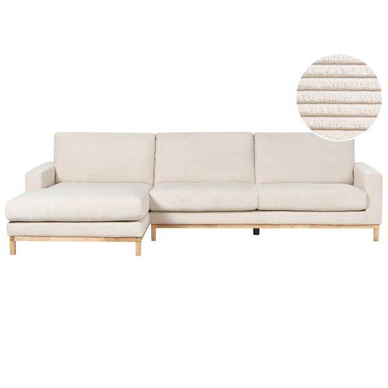 Hjørnesofa SIGGARD II Fløjl Lys Beige Højrevendt