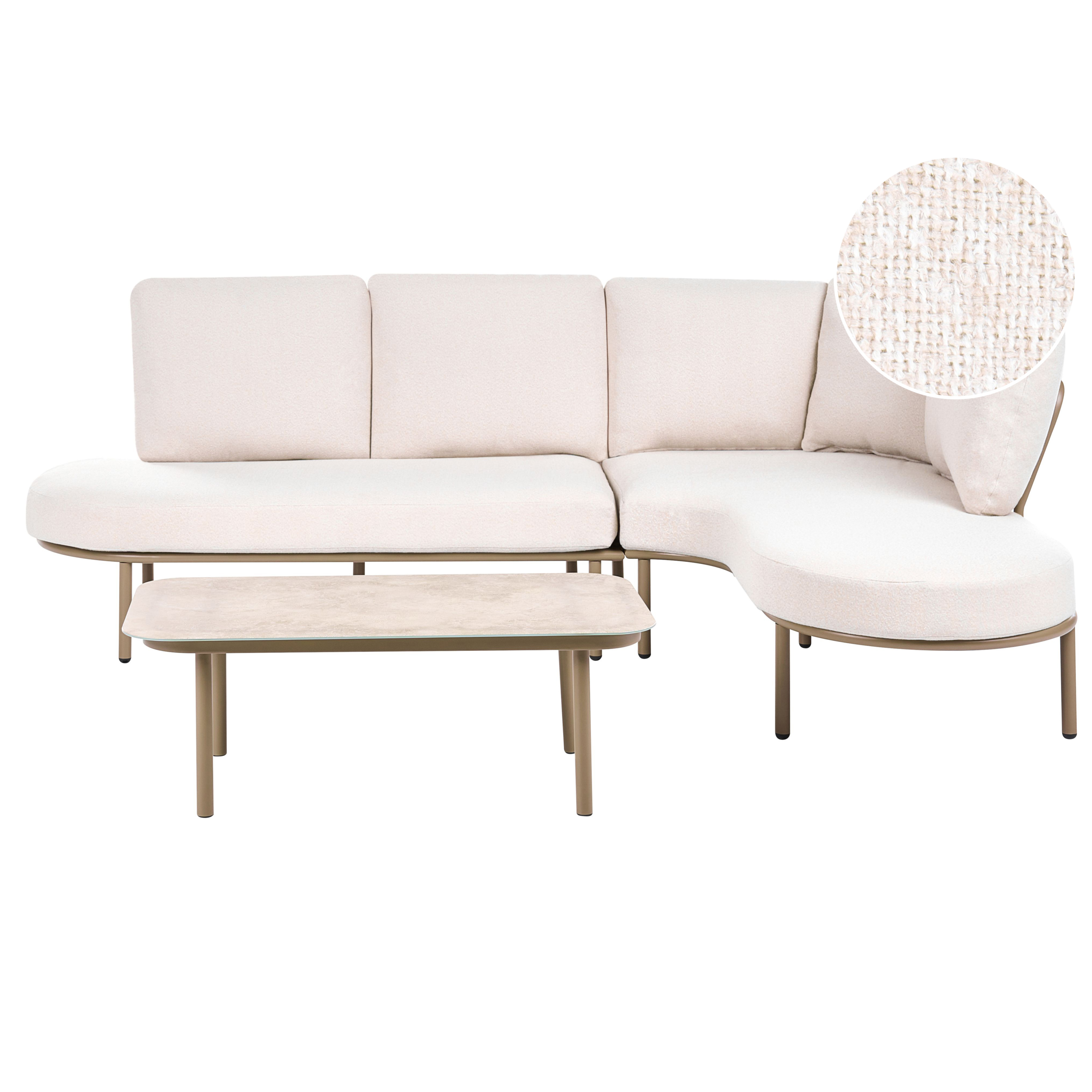 Havesofa med bord 4 personers POLLINA Metal Brun