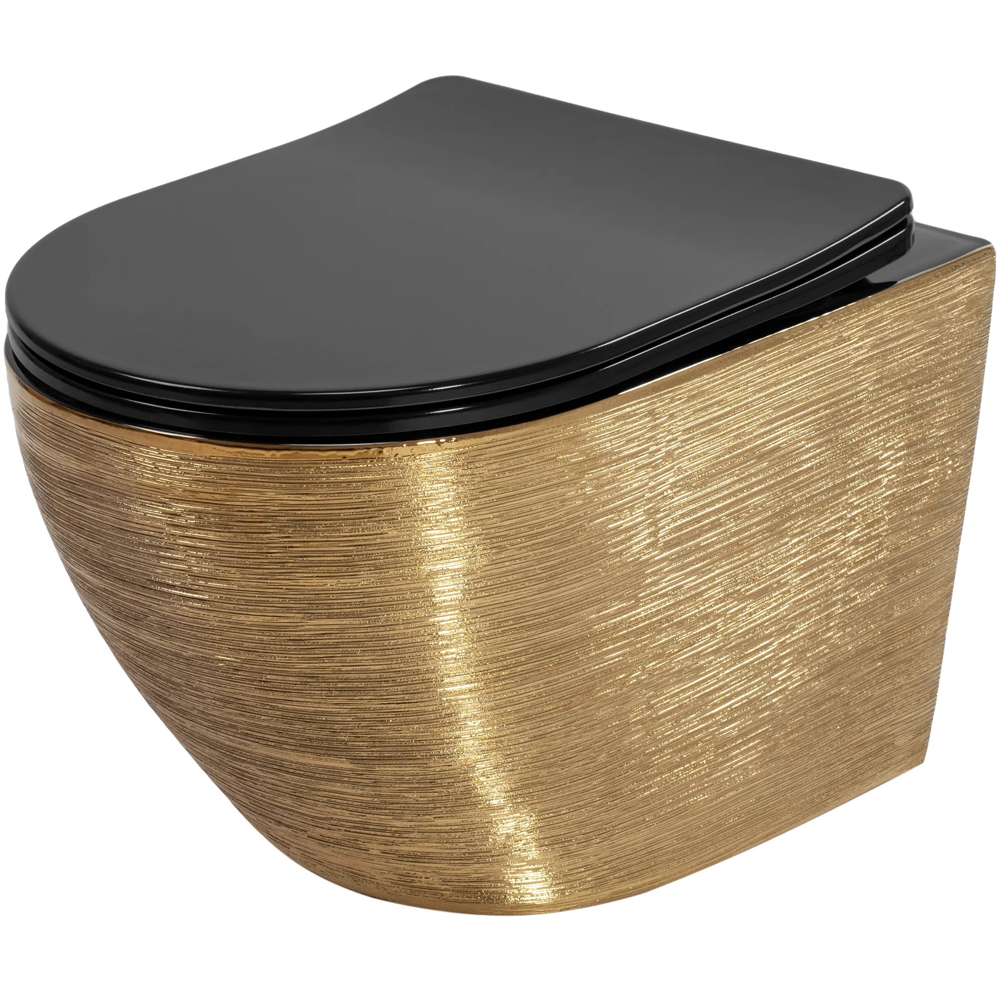 REA væghængt toilet CARLO MINI RIML DUR/FLAT/ZM Børstet guld, 49x37x33cm