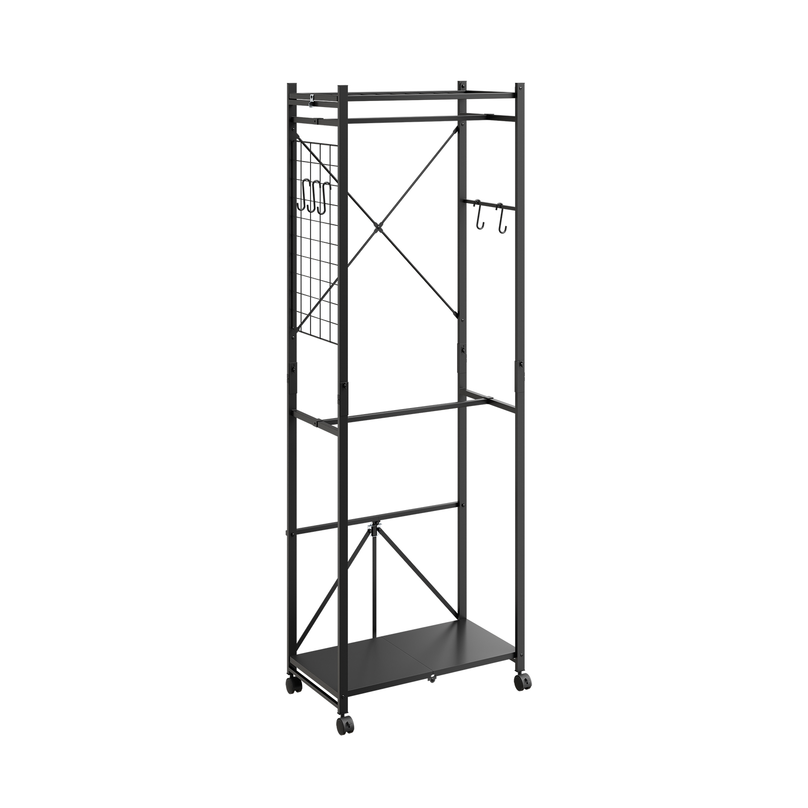 Gulvstående tøjstativ med hjul, sort, 60.5x32.5x175 cm, KLS21-SCH