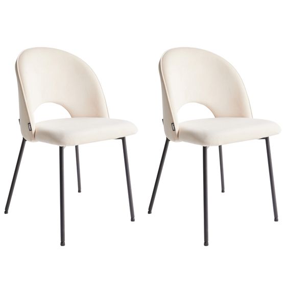 Sæt med 2 spisebordsstole COVELO Velour Lys Beige