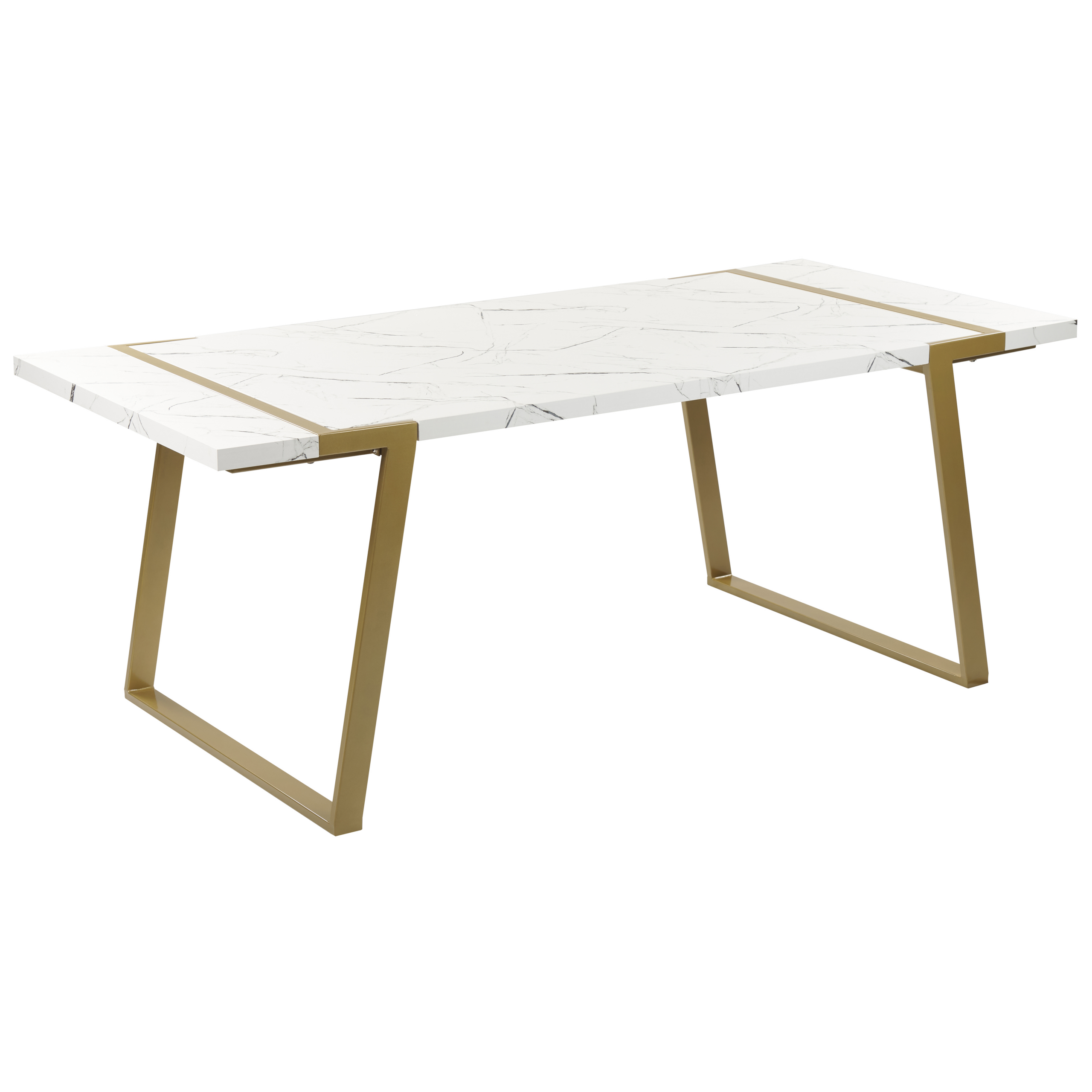 Spisebord MARTYNIKA Hvid marmor 200 cm 90 cm