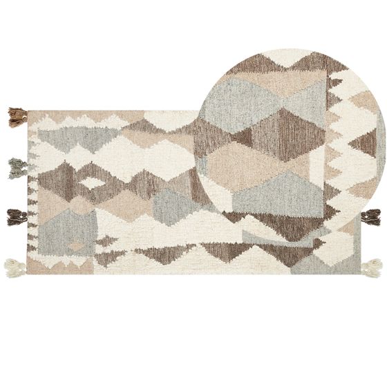 Gulvtæppe ARALEZ Beige 80 x 150 cm Uld