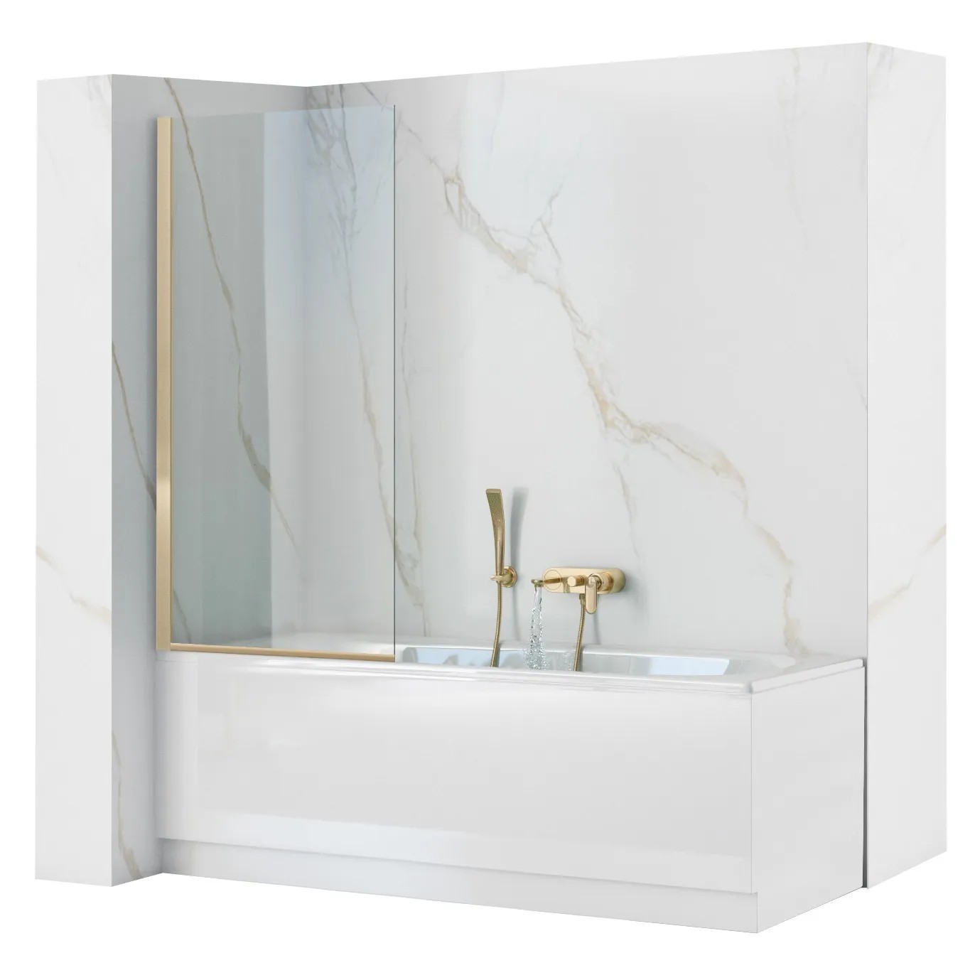 REA badekarsskærm ELEGANT 80 Guld, 1,8x81x140cm
