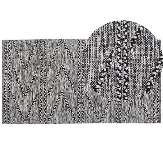 Gulvtæppe TERMAL Sort 80 x 150 cm Bomuld
