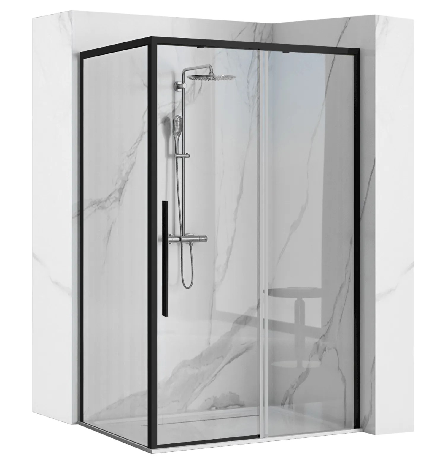REA brusekabine SOLAR 80x100 Sort, 80x98,5x195cm