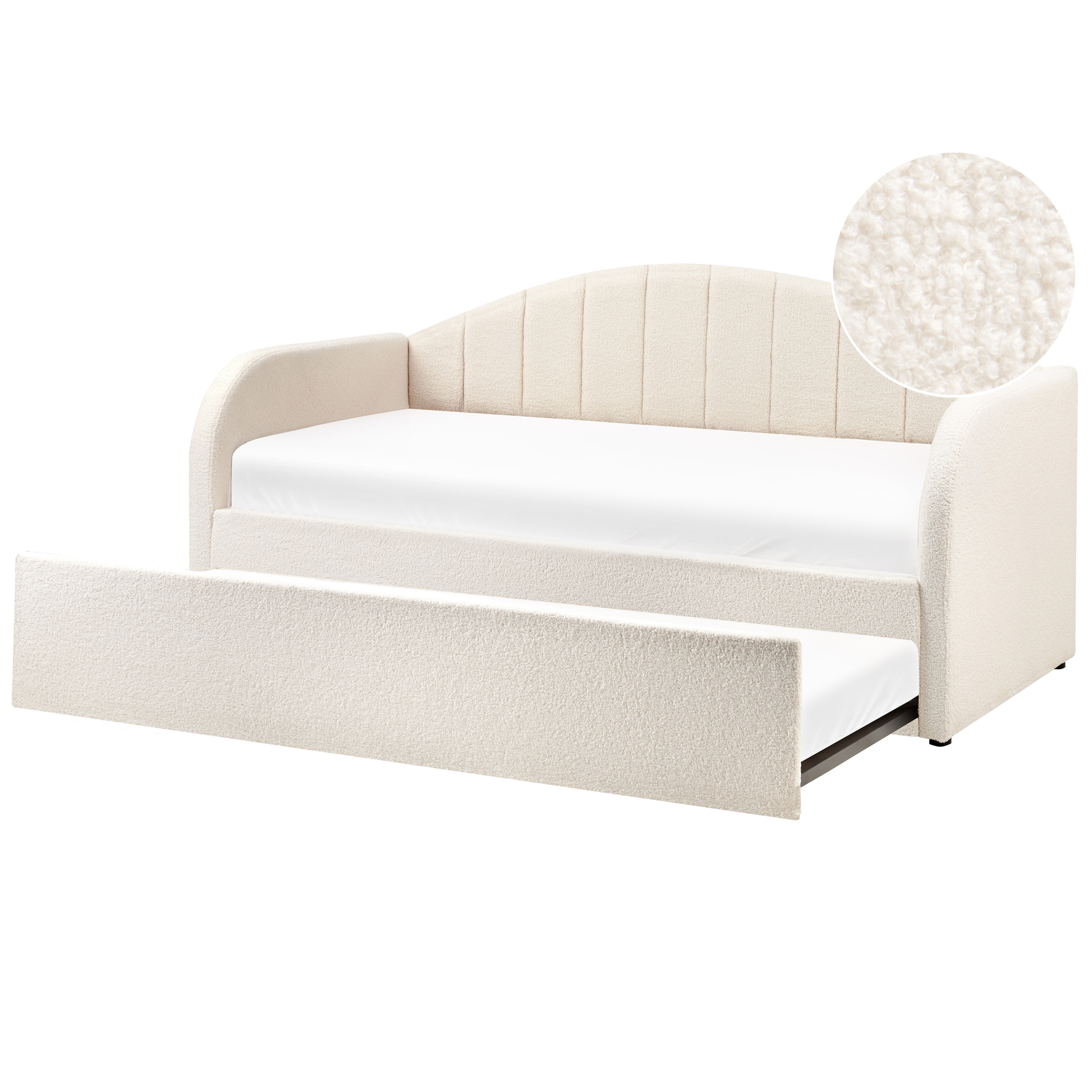 Udtræksseng Boucle EYBURIE 90 x 200 cm Lys Beige