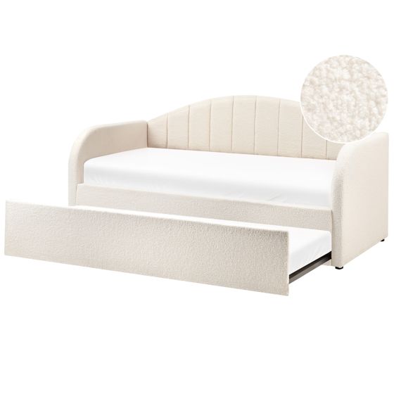 Udtræksseng Boucle EYBURIE 90 x 200 cm Lys Beige