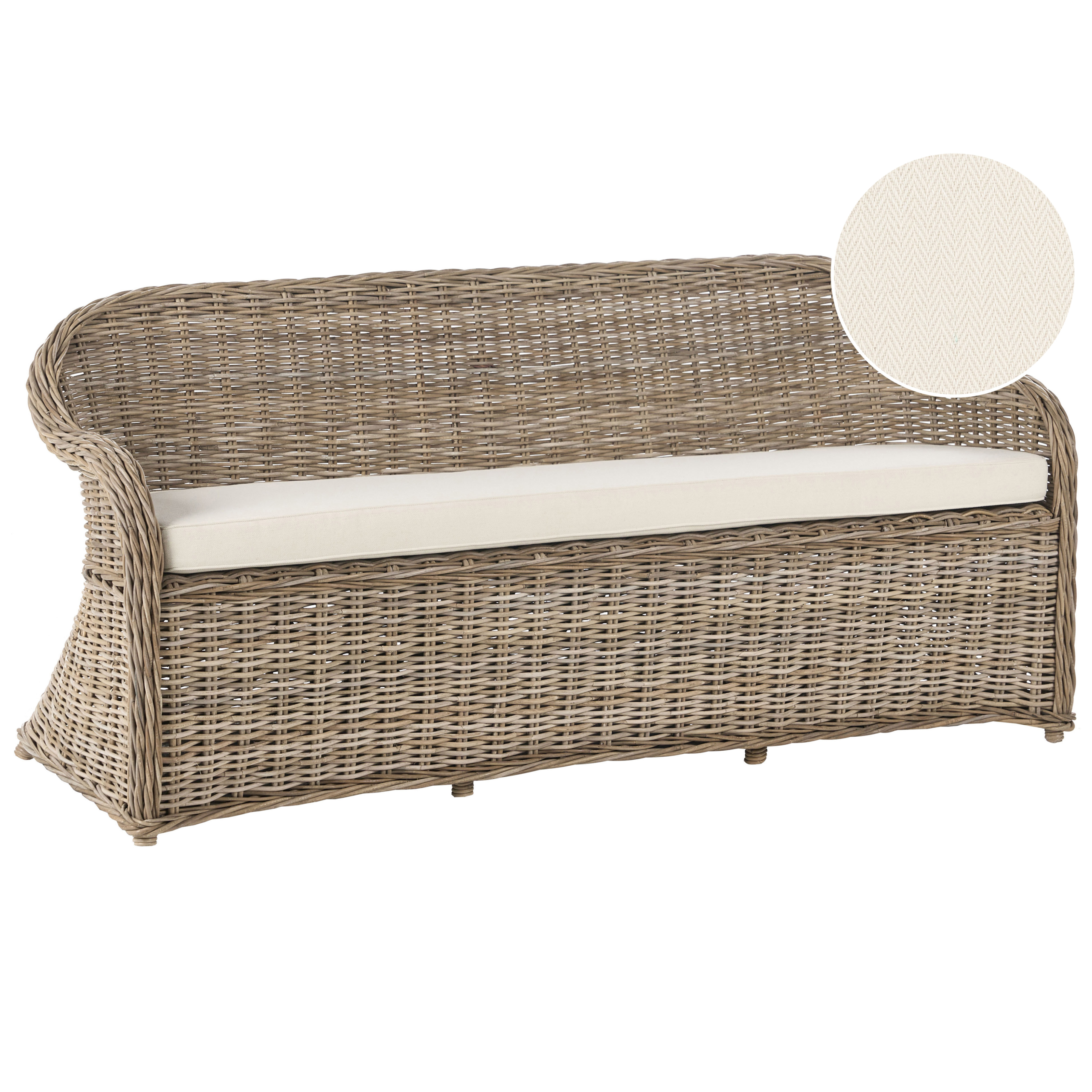 Havebænk med hynde SUSUA 189 cm Rattan Naturlig