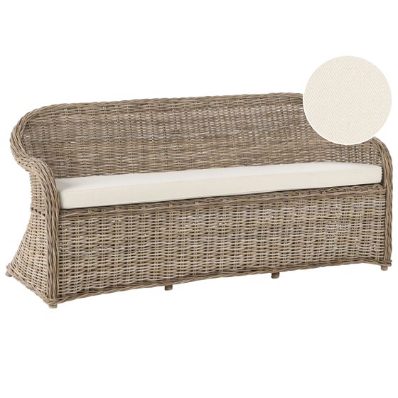 Havebænk med hynde SUSUA 189 cm Rattan Naturlig