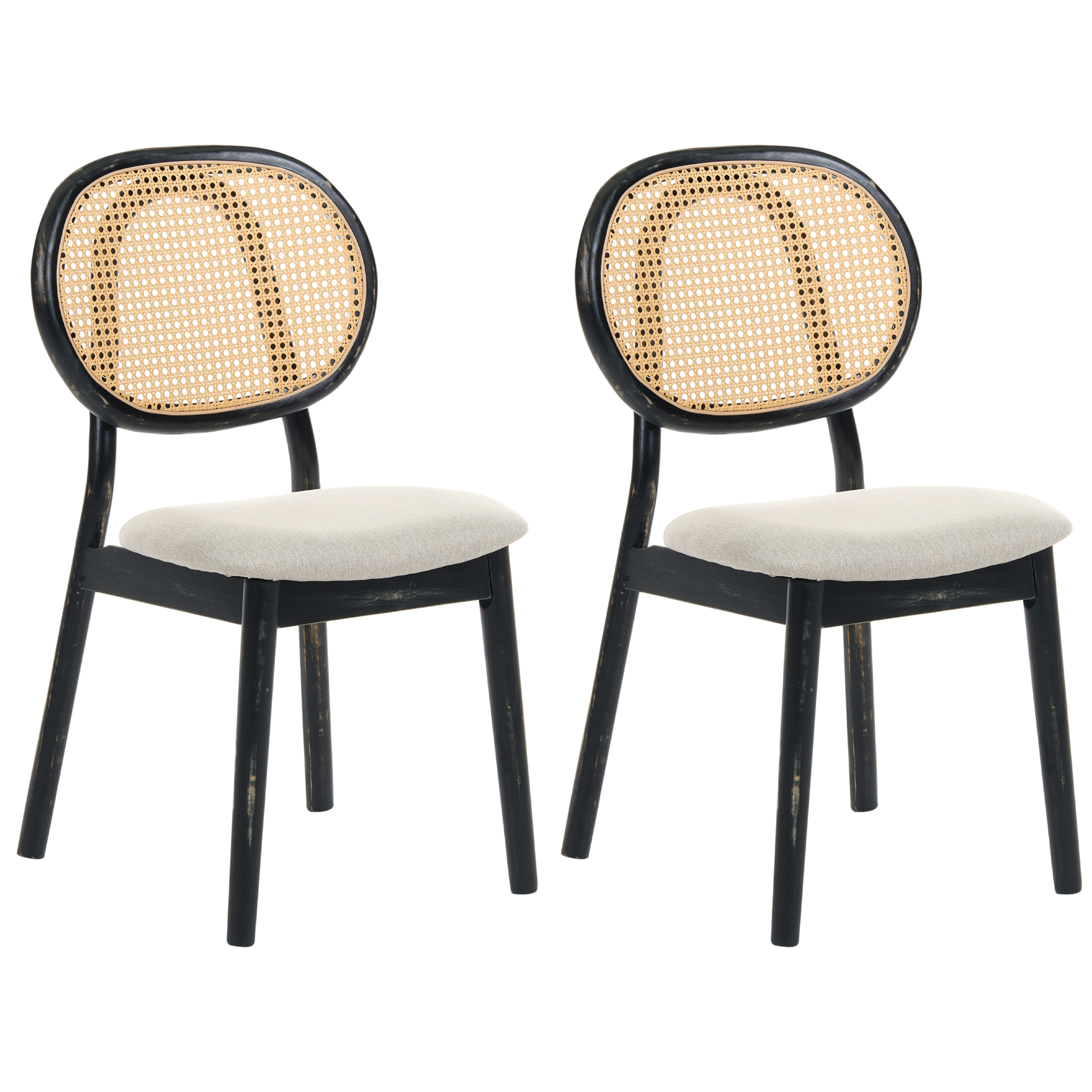Sæt med 2 stole GAVIOTA Træ Sort/beige