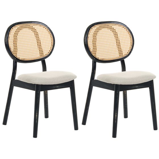Sæt med 2 stole GAVIOTA Træ Sort/beige
