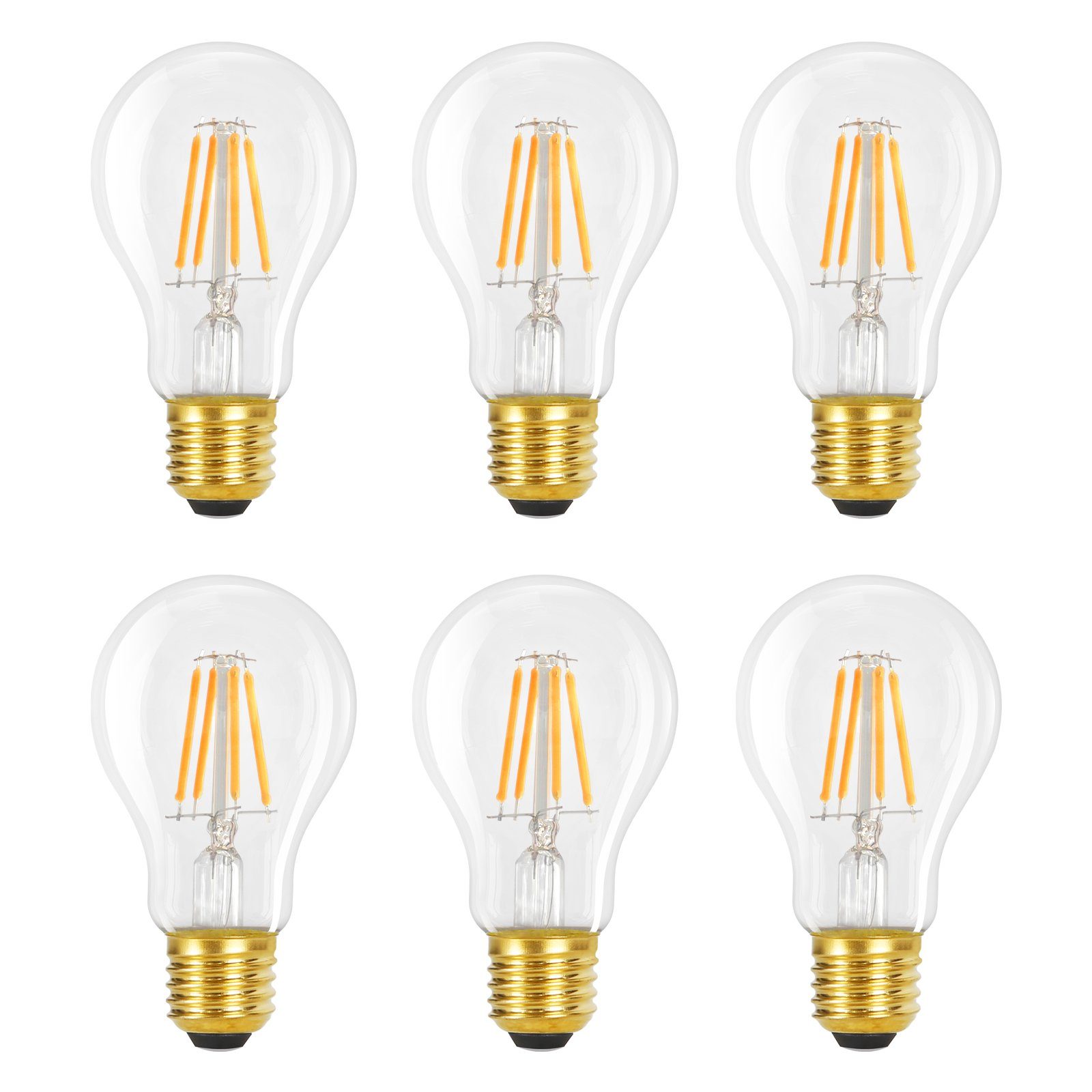 NETTLIFE LED-pærer 6 stk. E27 4W 2700K A60 Vintage Edison-pærer