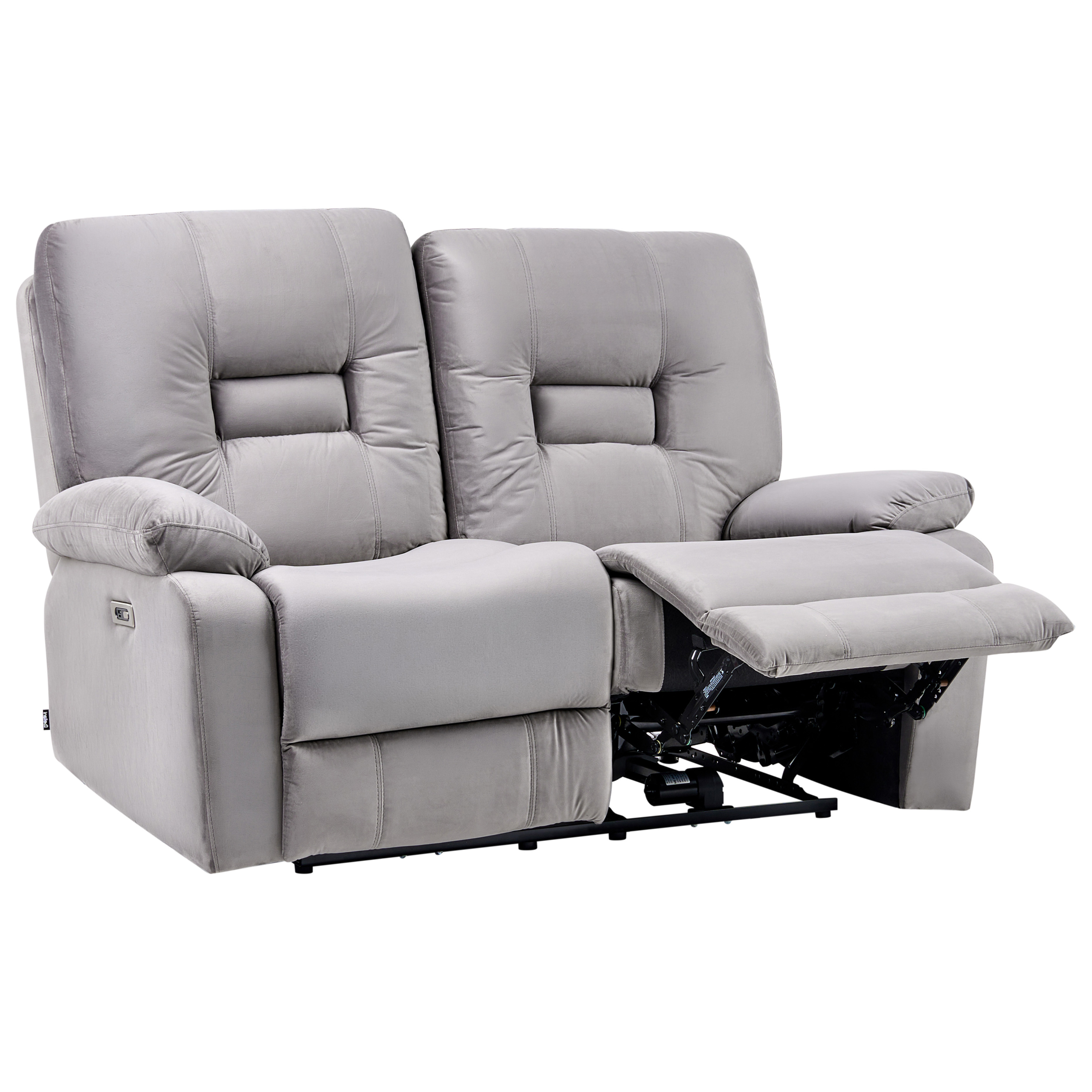 Elektrisk recliner sofa 2 personers BERGEN Velour Grå