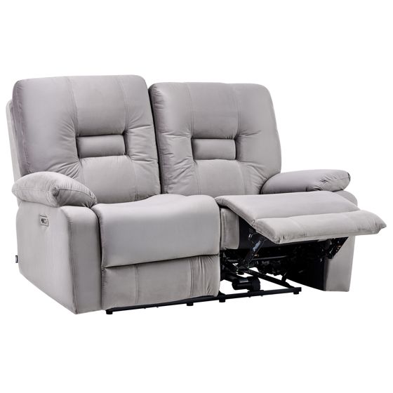 Elektrisk recliner sofa 2 personers BERGEN Velour Grå
