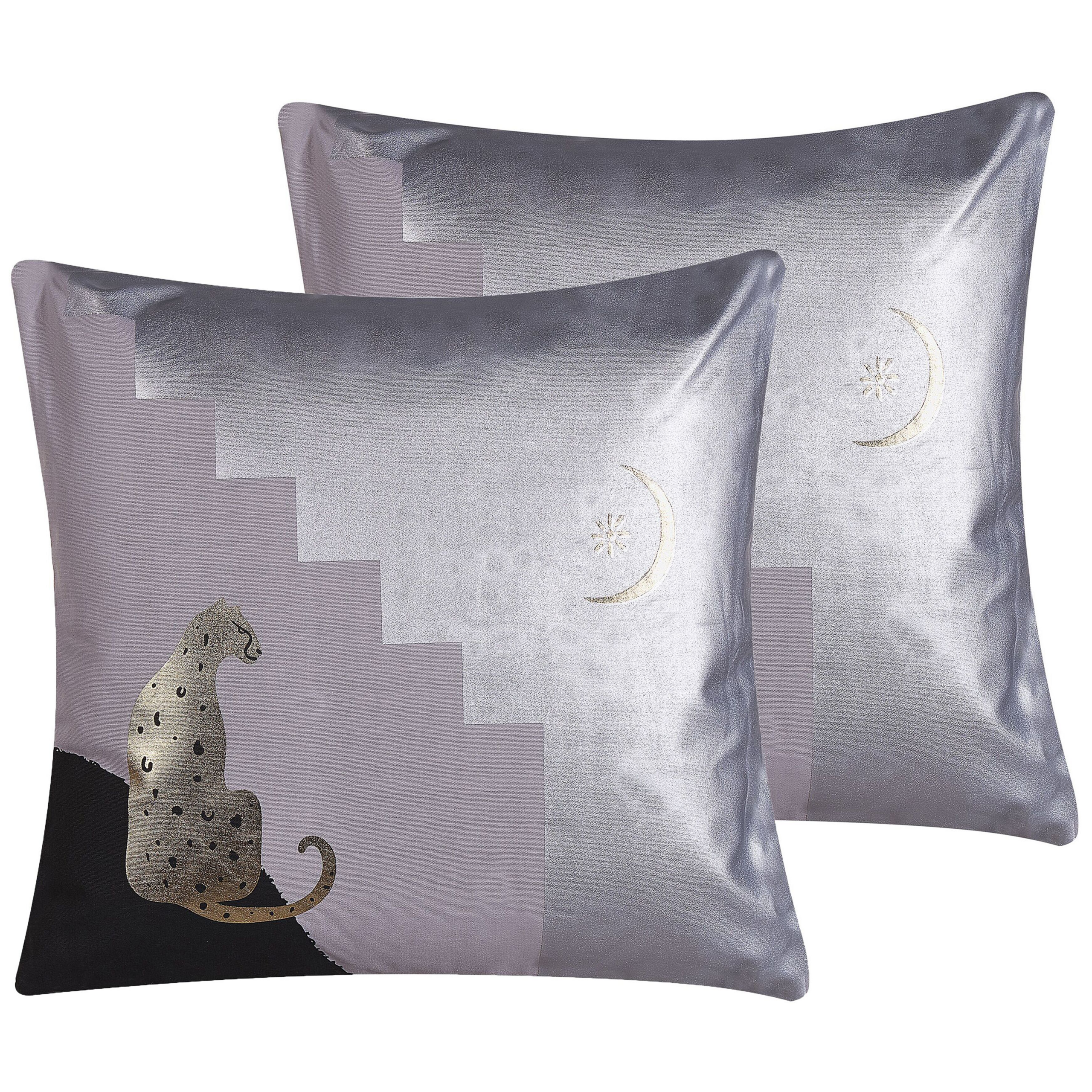 Sæt af 2 pyntepuder DIGITALIS 45 x 45 cm Bomuld Grå Abstraktmønster