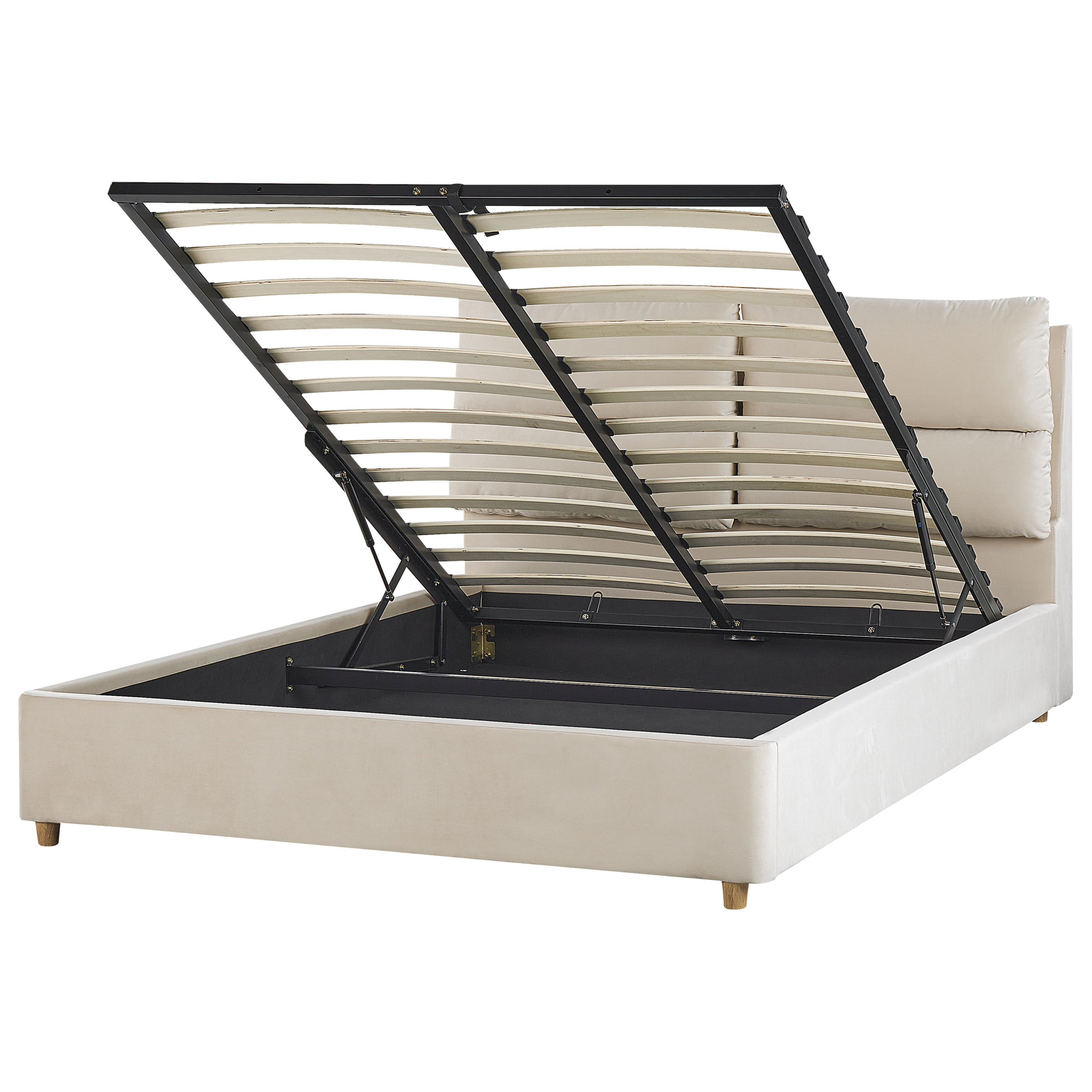 Seng med opbevaring BATILLY Velour Lys Beige 140 x 200 cm