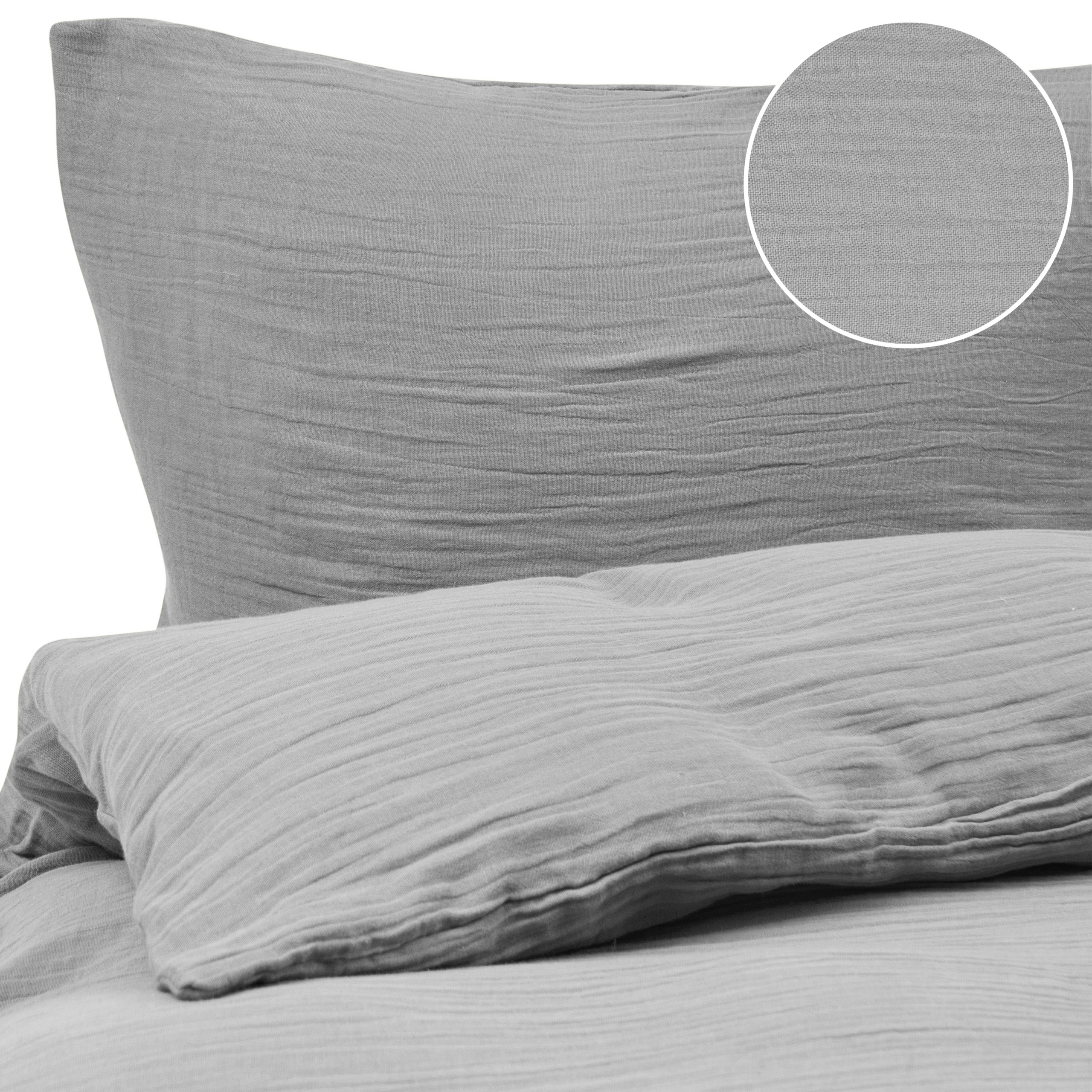 Sengetøj SUMNER 200 x 200 cm Bomuld musselin Lysegrå