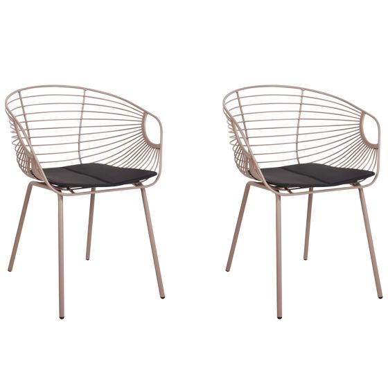 Sæt med 2 spisebordsstole HOBACK Metal Beige
