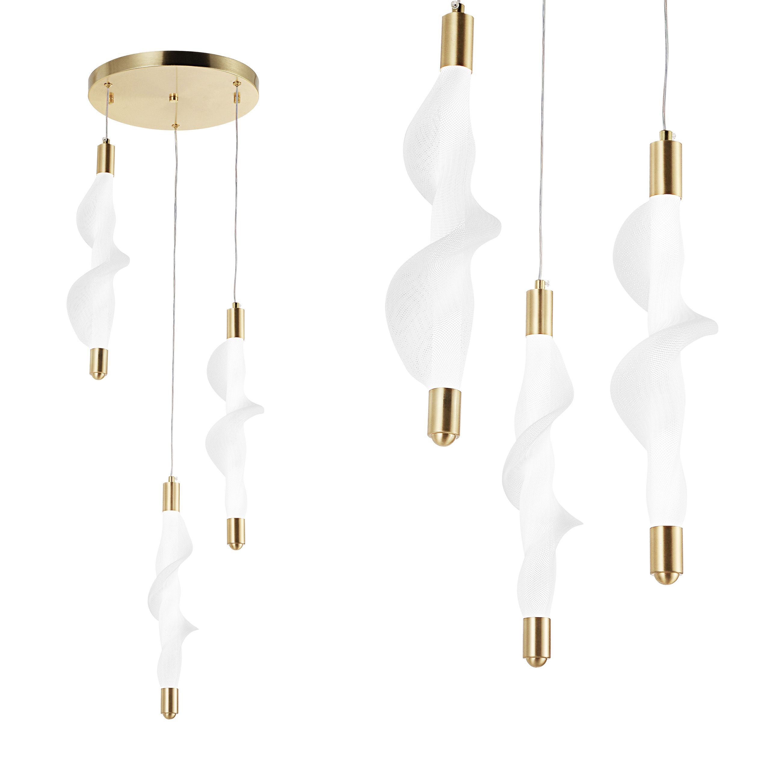 TOOLIGHT hængende loftlampe LED G009-3CPR Hvid/Guld 80x25,5x80cm