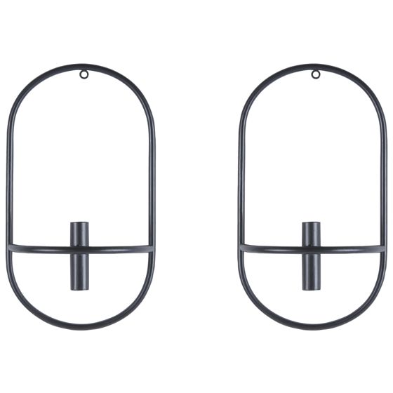 Sæt af 2 væglysestager CAVIANA 38 cm Metal Sort