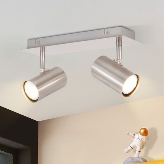 NETTLIFE 2 GU10 loftspotlights 330° justerbare nikkel til indendørs/entré moderne vægspotlight til køkken stue uden pære