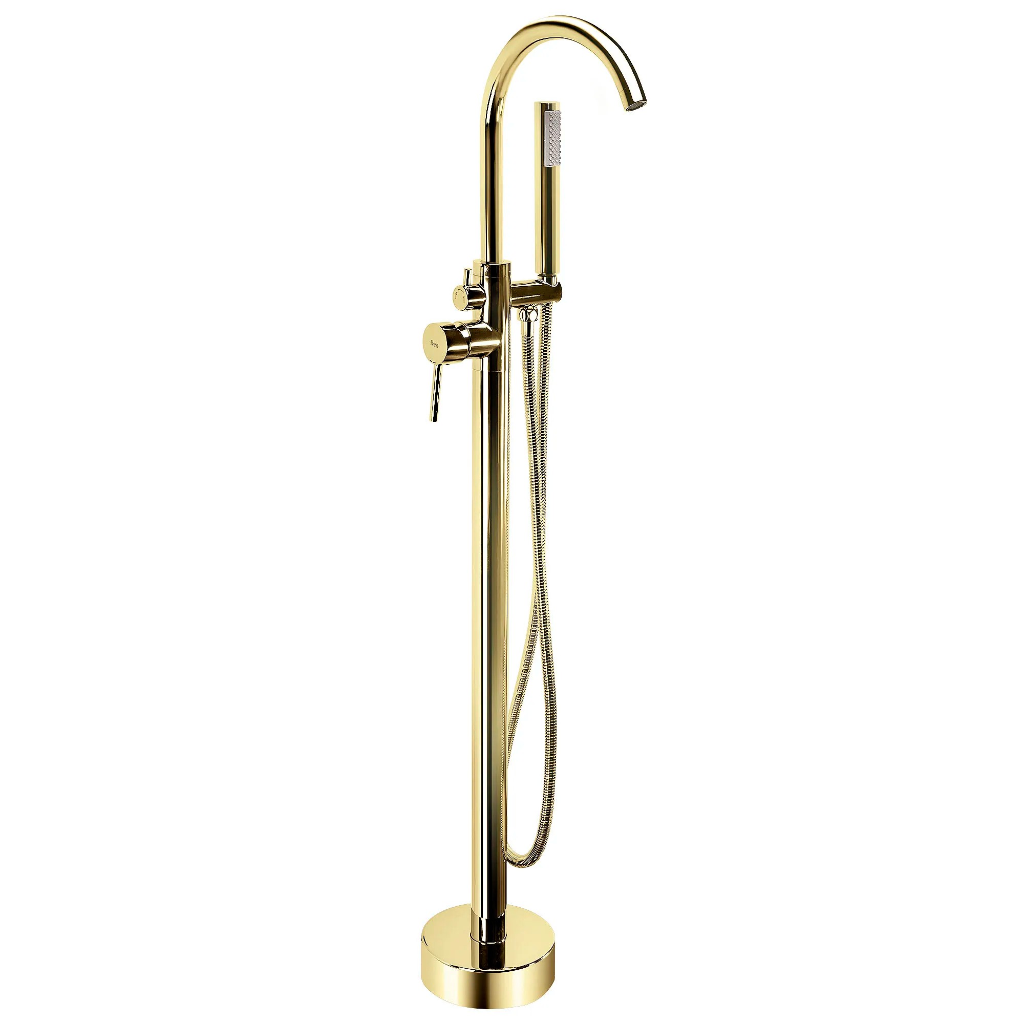 REA gulvmonteret badekarsarmatur Lungo Guld, 26x20,5x110,5cm