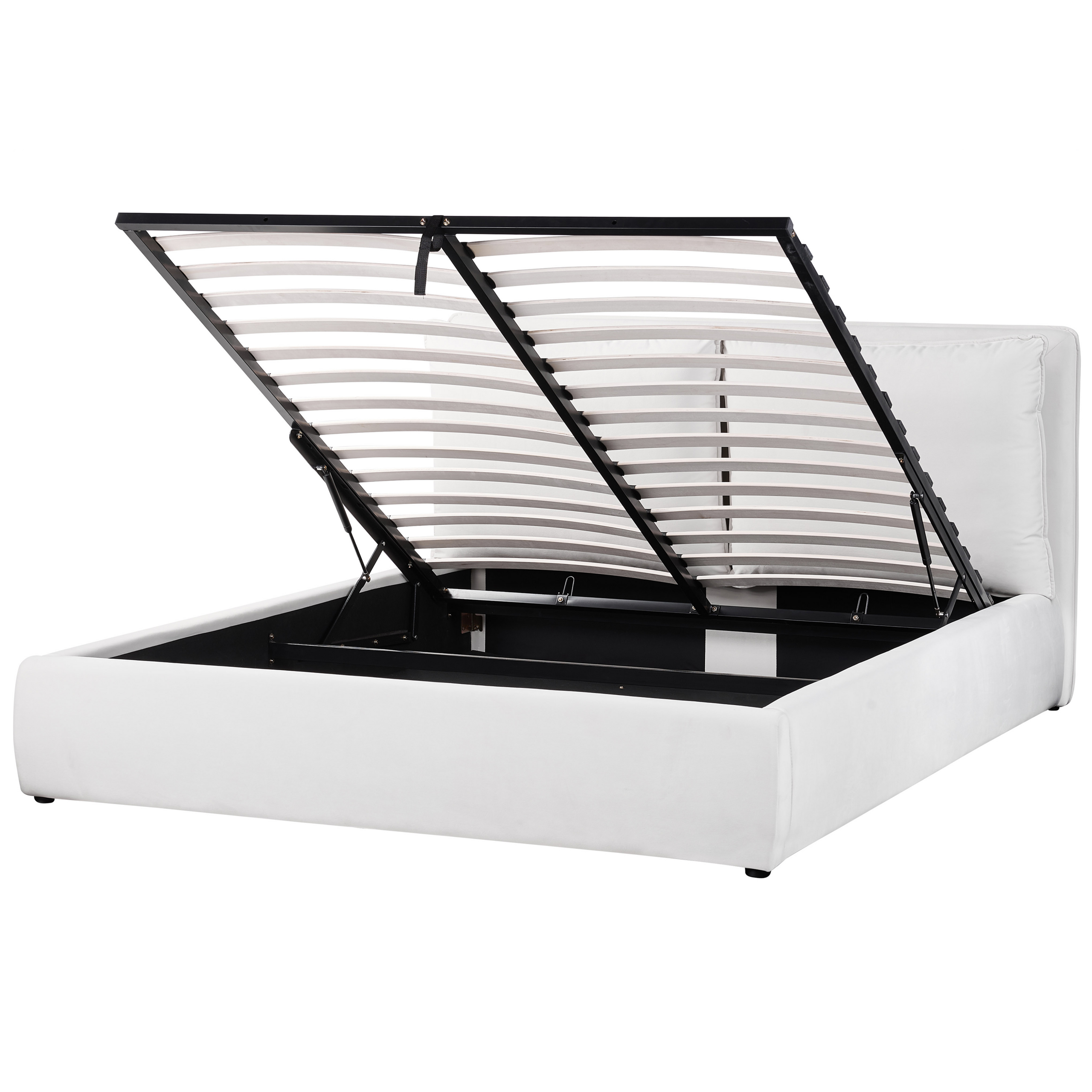 Seng med opbevaring BAJONNA Velour Cremehvid 160 x 200 cm