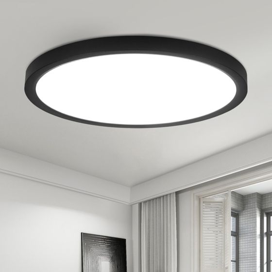 NETTLIFE flad LED loftlampe 18 cm - 15 W, sort, 4000 K - moderne belysning til køkken, entré, soveværelse