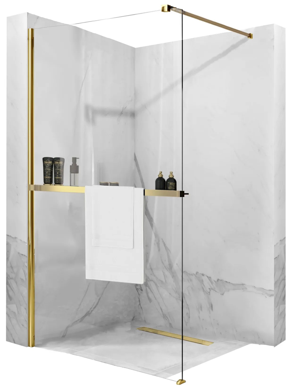 REA brusevæg AERO N WALK IN 110 Guld, 1,8x110x195cm