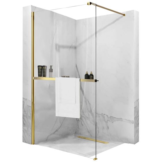 REA brusevæg AERO N WALK IN 110 Guld, 1,8x110x195cm