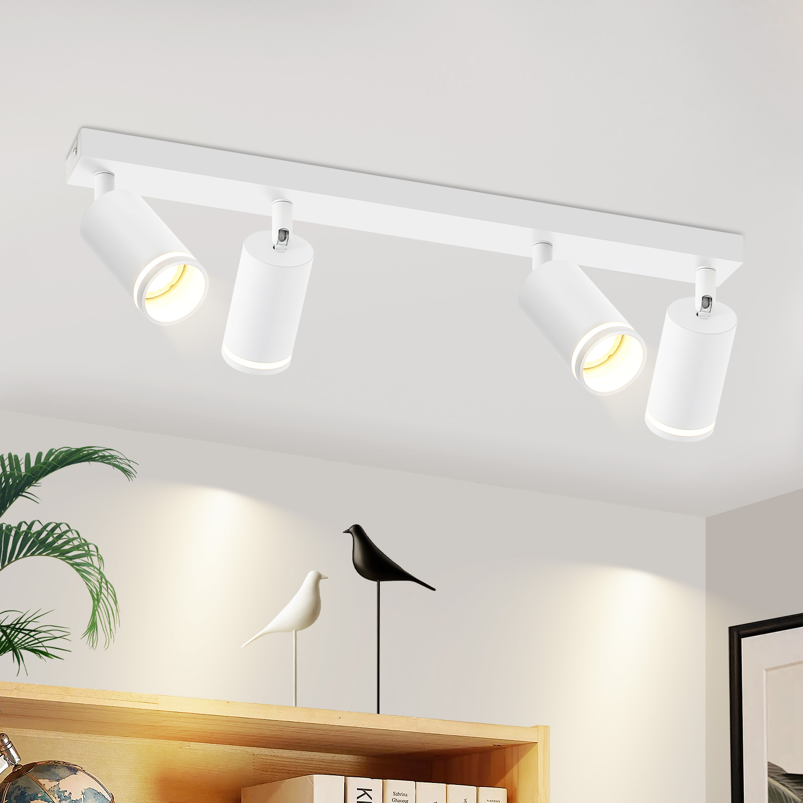 NETTLIFE Hvid loftspotlight moderne loftslampe med 4 lyskilder GU10 spotlight justerbare metalspotlights til indendørs brug