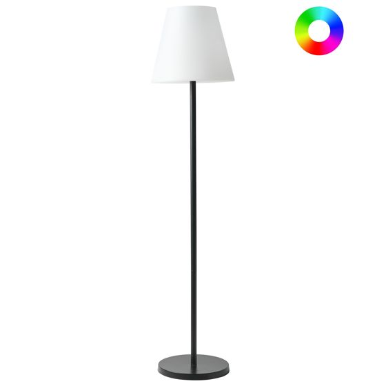 Udendørs solcelle LED-gulvlampe FONESCA Med fjernbetjening Hvid