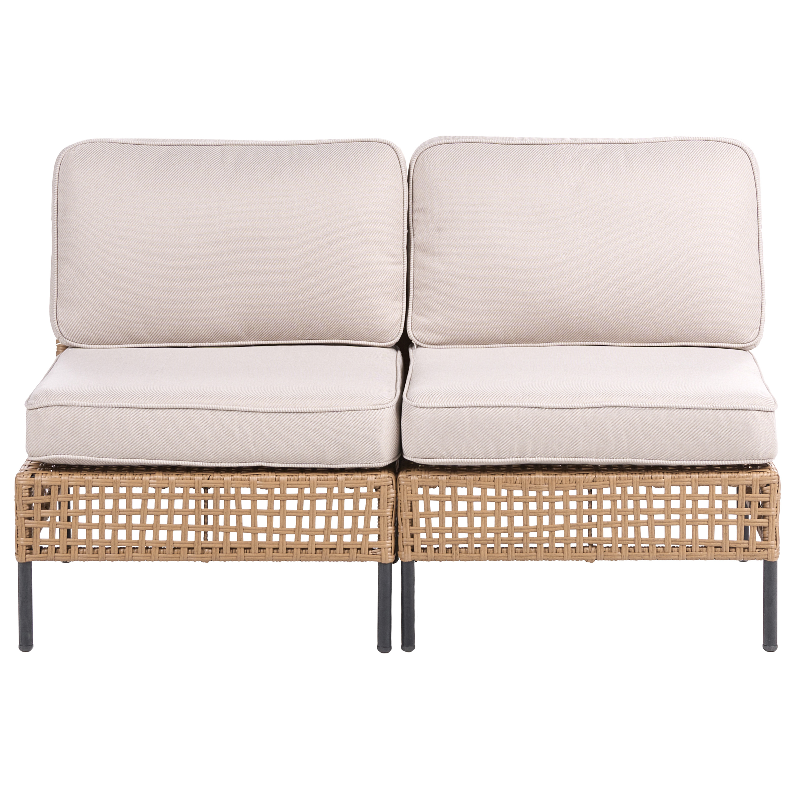Havesofa 2 personers OMEGANA Uden armlæn PE-rattan Lys Beige